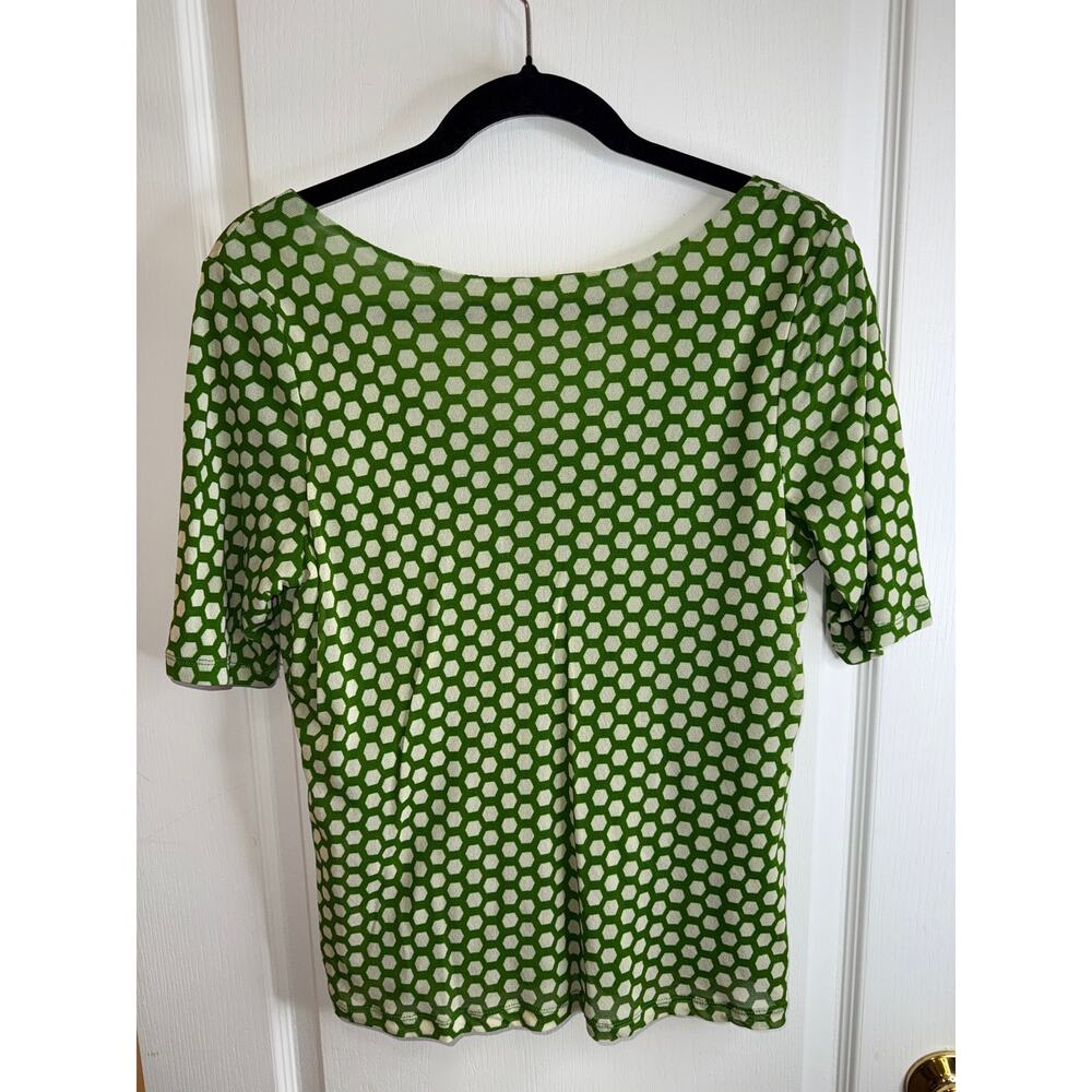 Liz Claiborne NY Keylime Green White Polka-Dot Petite Large